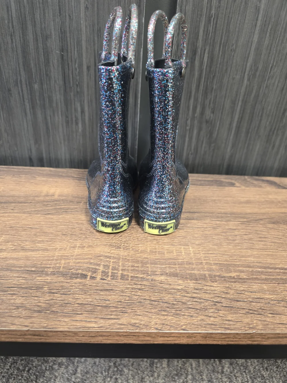 Western Chief Girls Toddler Size 9 Glitter Rain Boots Multicolor Waterproof